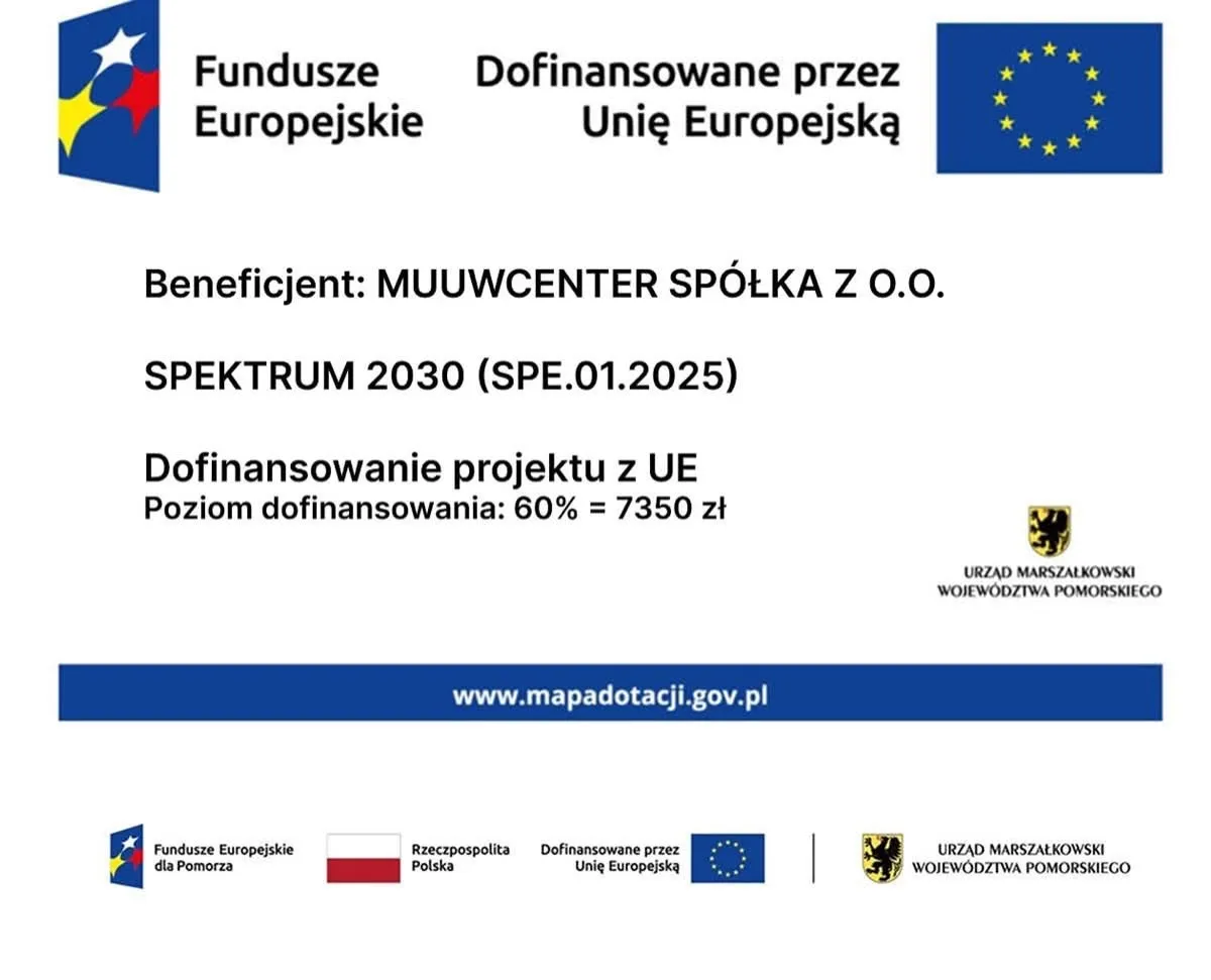 Tablica informacyjna projektu SPEKTRUM 2030 dofinansowanego z Funduszy Europejskich